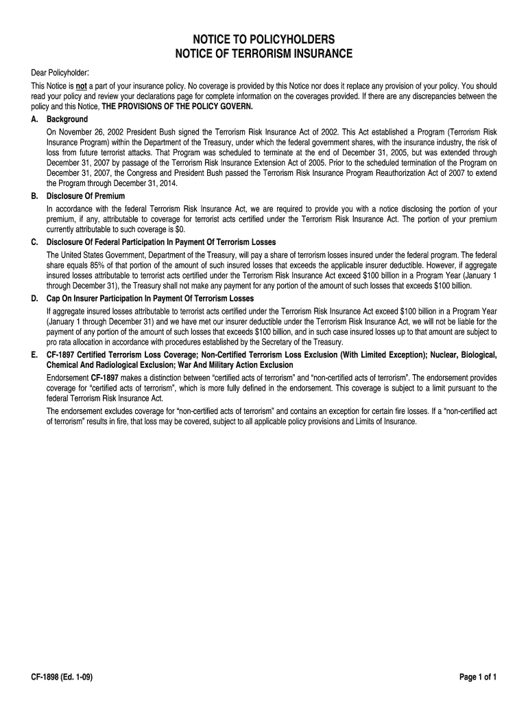 Disclosure No 1 - Treasury Preview on Page 1