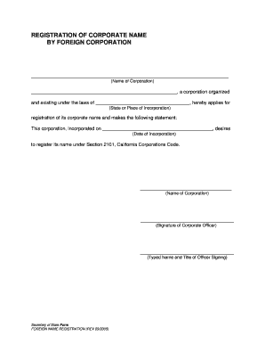 California Foreign Name Registration