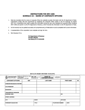 PA Corporate Officer Schedule REV-1605