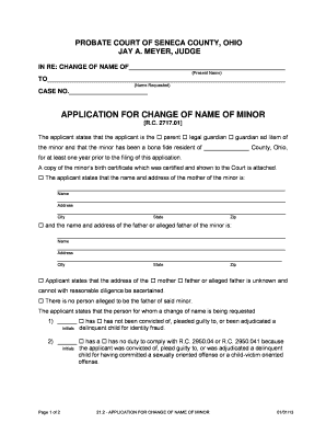 Ohio Minor Name Change Application