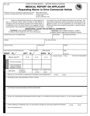 New Mexico Commercial Vehicle Medical Waiver Form