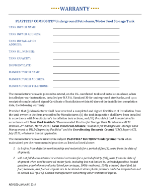Plasteel Composite Tank Warranty