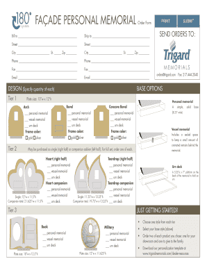 Facade Personal Memorial Order Form