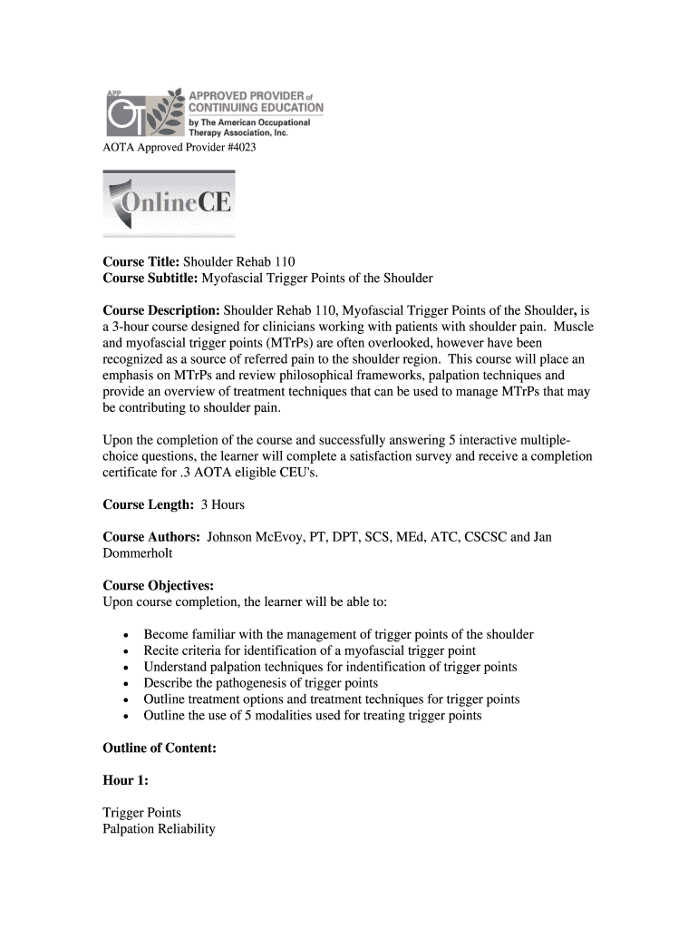 AOTA Approved Provider #4023 Preview on Page 1