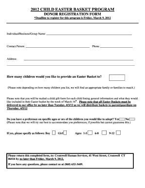 2012 child easter basket program donor registration form