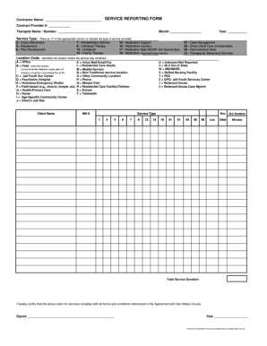 Service Reporting Form