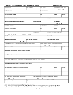Workers' Compensation First Report of Injury