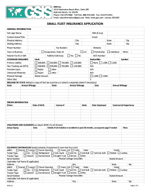Small Fleet Insurance Application