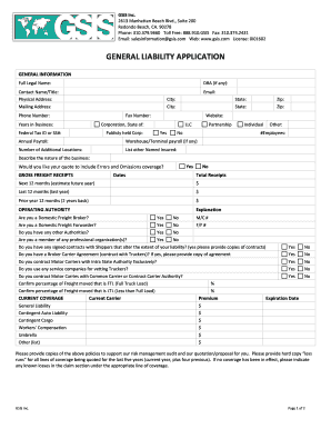 General Liability Application