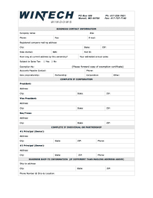Business Contact Information Form