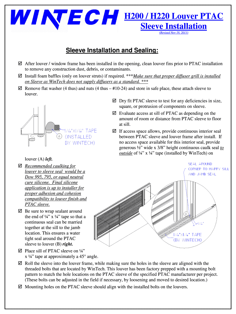 H200 H220 Louver PTAC Preview on Page 1