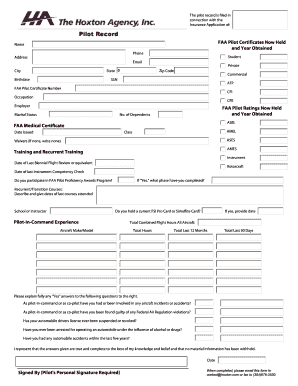 Pilot Record Insurance Application
