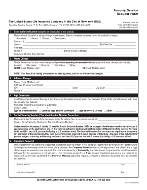 Annuity Service Request Form
