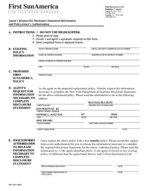 Agent Request for Disclosure Statement Information