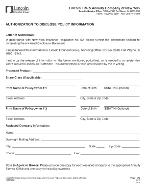New York Annuity Disclosure Authorization Form