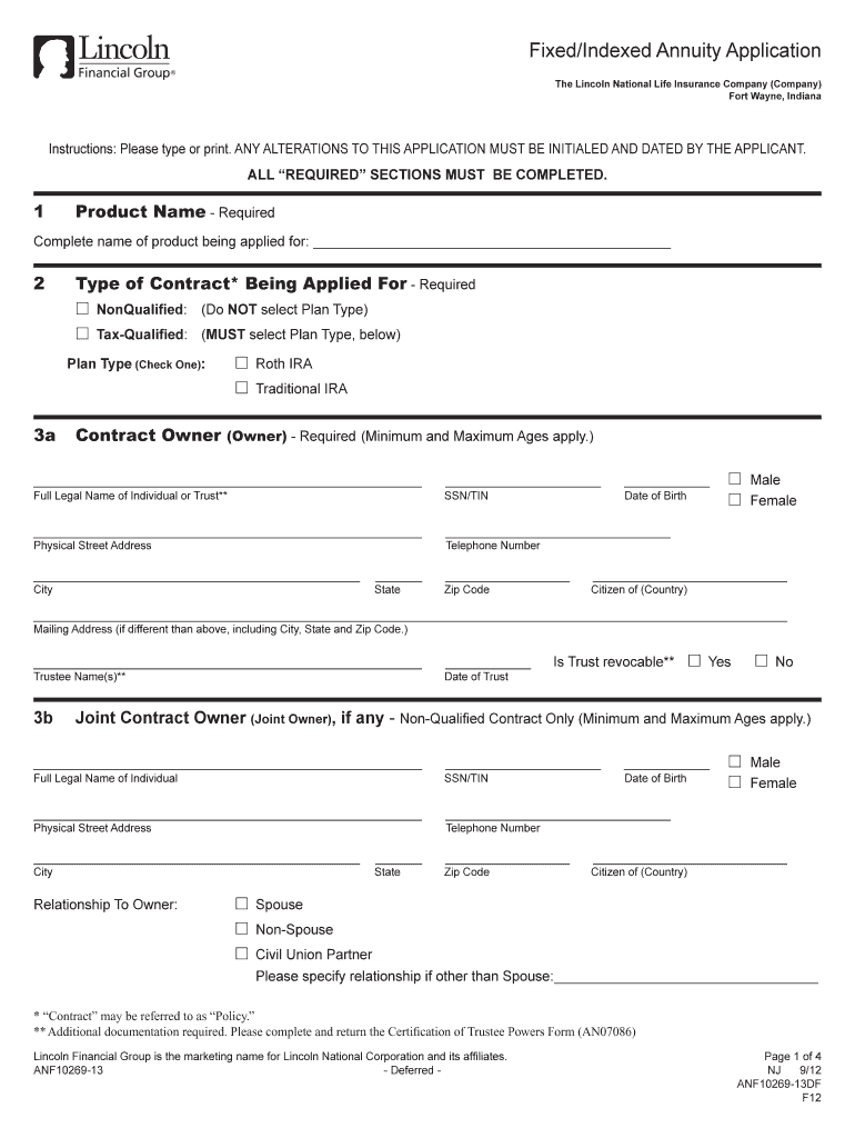 Fixed Indexed Annuity Application Preview on Page 1