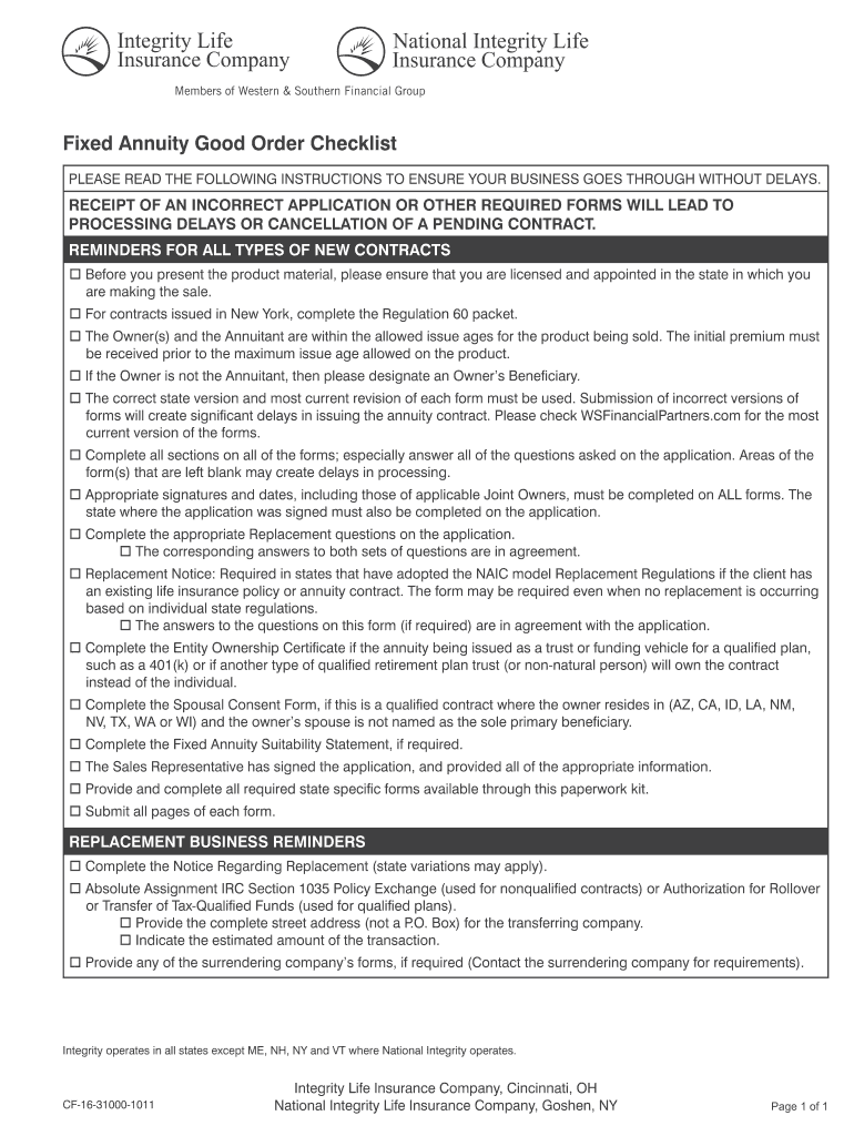 Fixed Annuity Paperwork Preview on Page 1