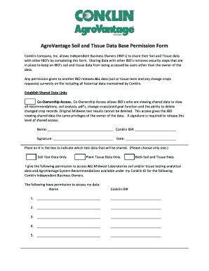 AgroVantage Soil and Tissue Data Permission Form