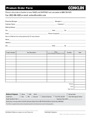 Product Order Form
