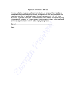 Employment Reference Authorization Form