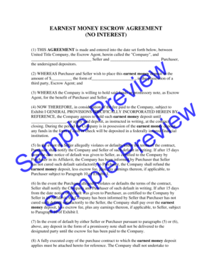 Earnest Money Escrow Agreement