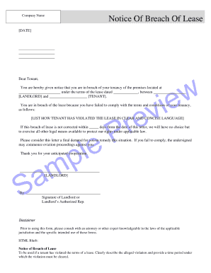 breach of lease agreement template