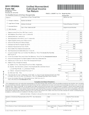 Virginia Form 765 Individual Income Tax Return