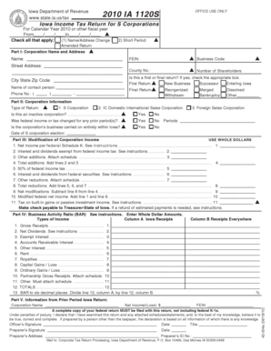 Iowa 1120S S Corporation Tax Return