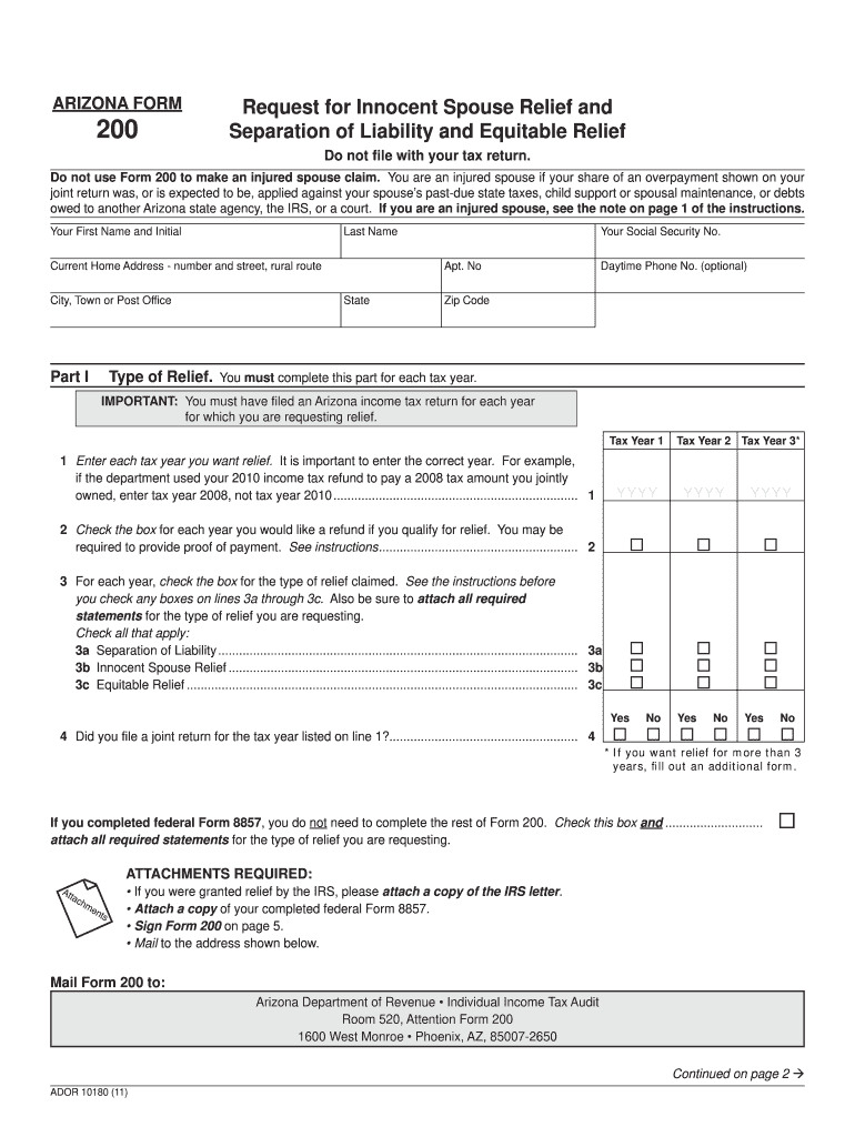 Arizona Form 200 - Find Laws Preview on Page 1.