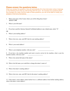 Indiana Minor Name Change Petition