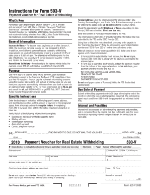 California Form 593-V Payment Voucher