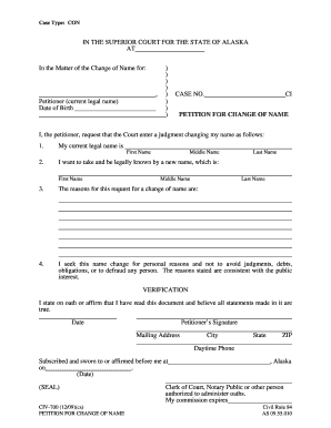 Certificate of name change - petition of name change form