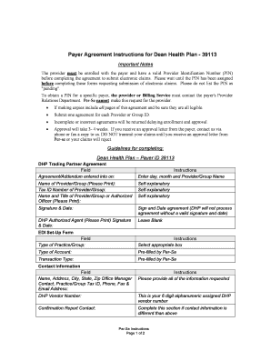 Dean Health Plan Payer Agreement