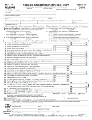 Nebraska Corporation Income Tax Return Form 1120N