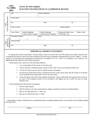 New Jersey Nonresident Composite Return Election Form