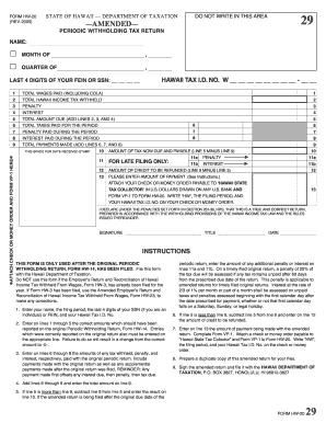 Hawaii Periodic Withholding Tax Return