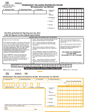 Oklahoma Nonresident Distributed Income Withholding Tax Report