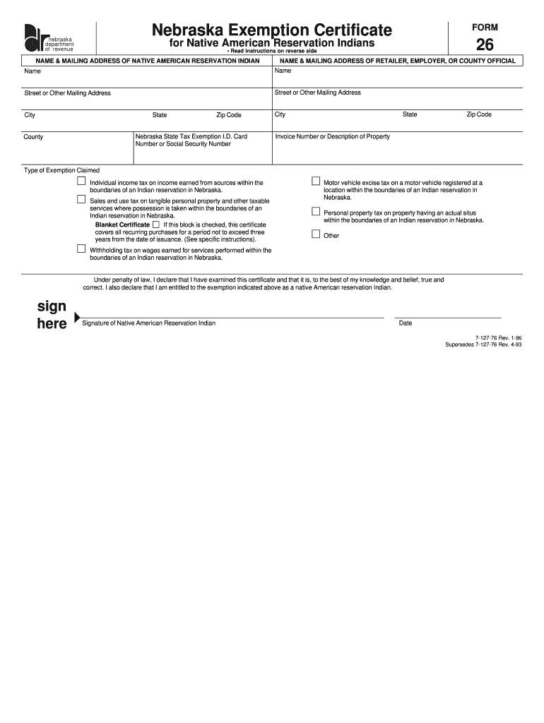 Fillable Online Nebraska Exemption Certificate Fax Email Print pdfFiller