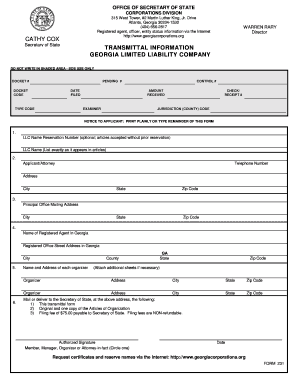 Transmittal information georgia limited liability company ... - FormSend