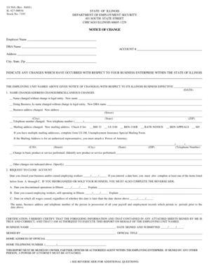 Illinois Notice of Change Form
