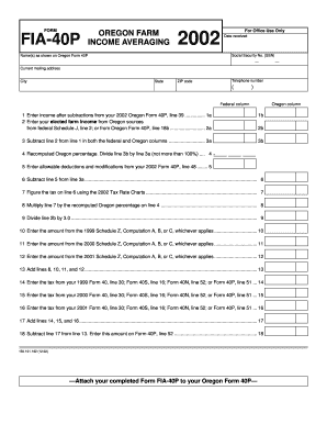 Oregon Farm Income Averaging Form 2002
