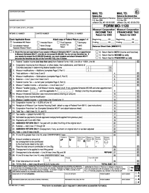 Missouri Corporation Income Tax Form MO-1120