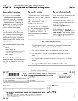 North Dakota Corporation Extension Payment Form 40-EXT