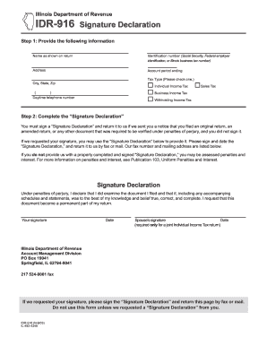 Illinois IDR-916 Signature Declaration