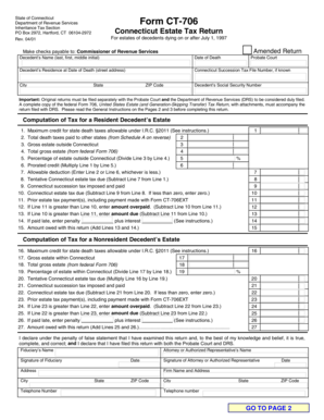 Connecticut Estate Tax Return Form CT-706