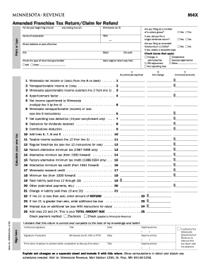 M4X Amended Franchise Tax Return