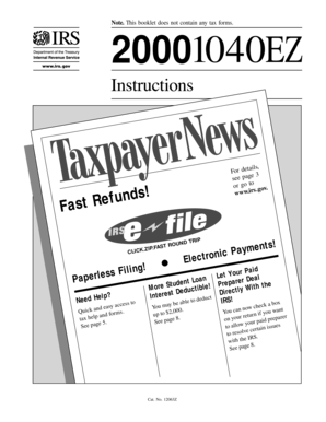 IRS 2000 1040EZ Tax Form