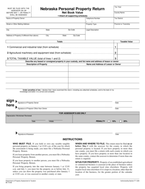 Nebraska Personal Property Return