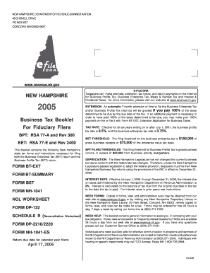 New Hampshire Business Tax Extension Application