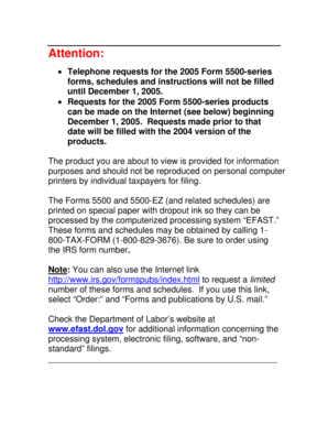 IRS Form 5500 Schedule E 2005